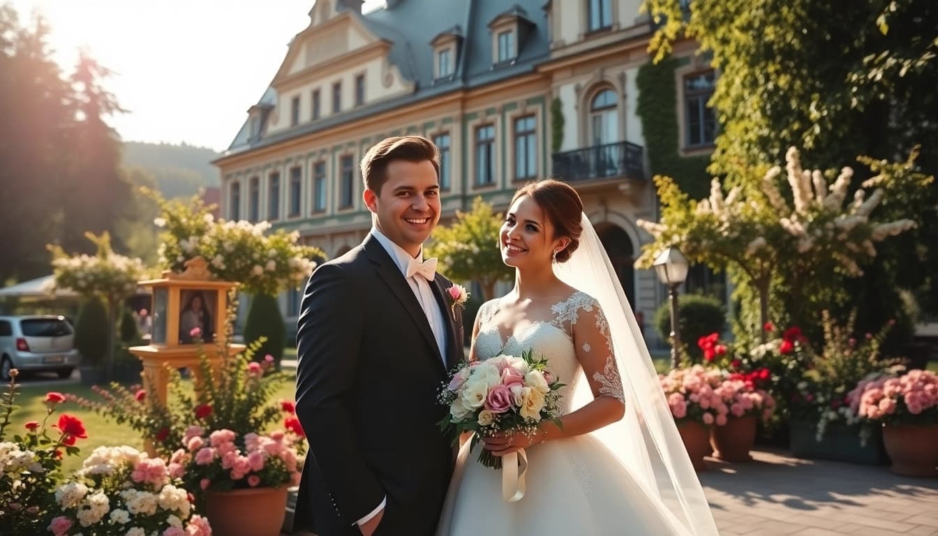 Hochzeitsfotograf München capturing a couple in a romantic outdoor setting.