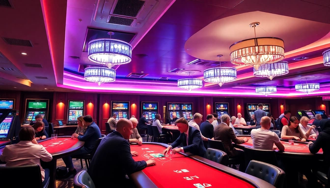 Genießen Sie aufregende Spiele im online casino ohne anmeldung mit einladendem Ambiente und bunten Lichtern.