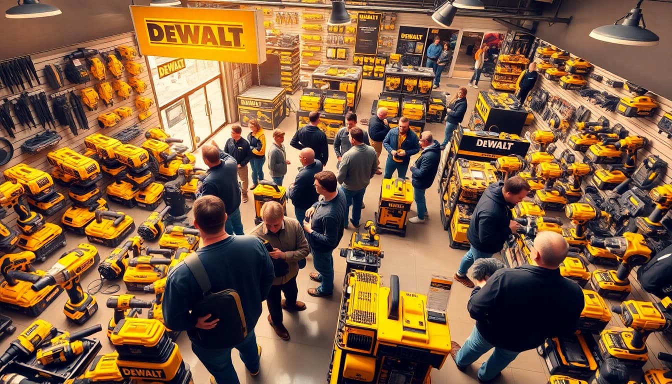 Entdecken Sie die besten DeWalt Angebote in einem lebhaften Hardware-Geschäft.