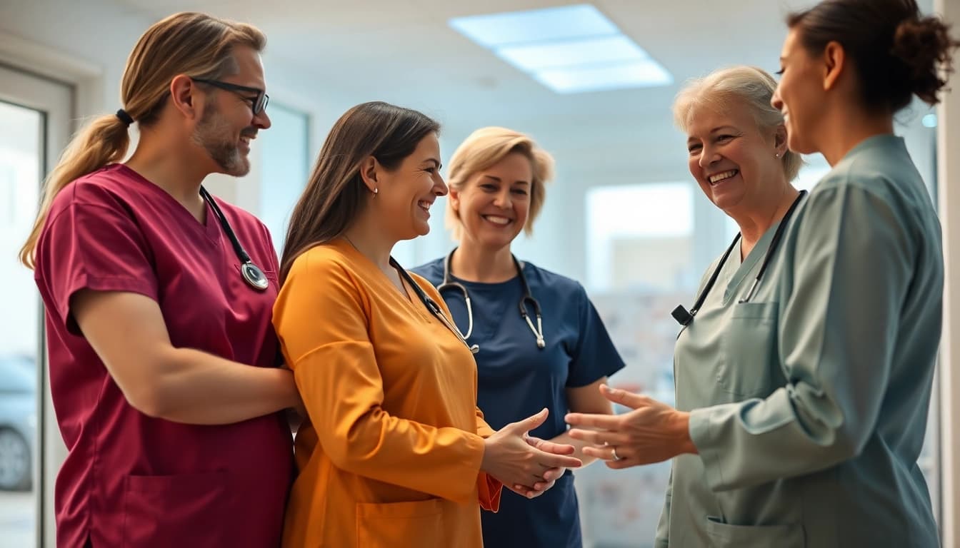 Teamwork zur personalgewinnung in der pflege zeigt engagierte Pflegekräfte in Aktion.