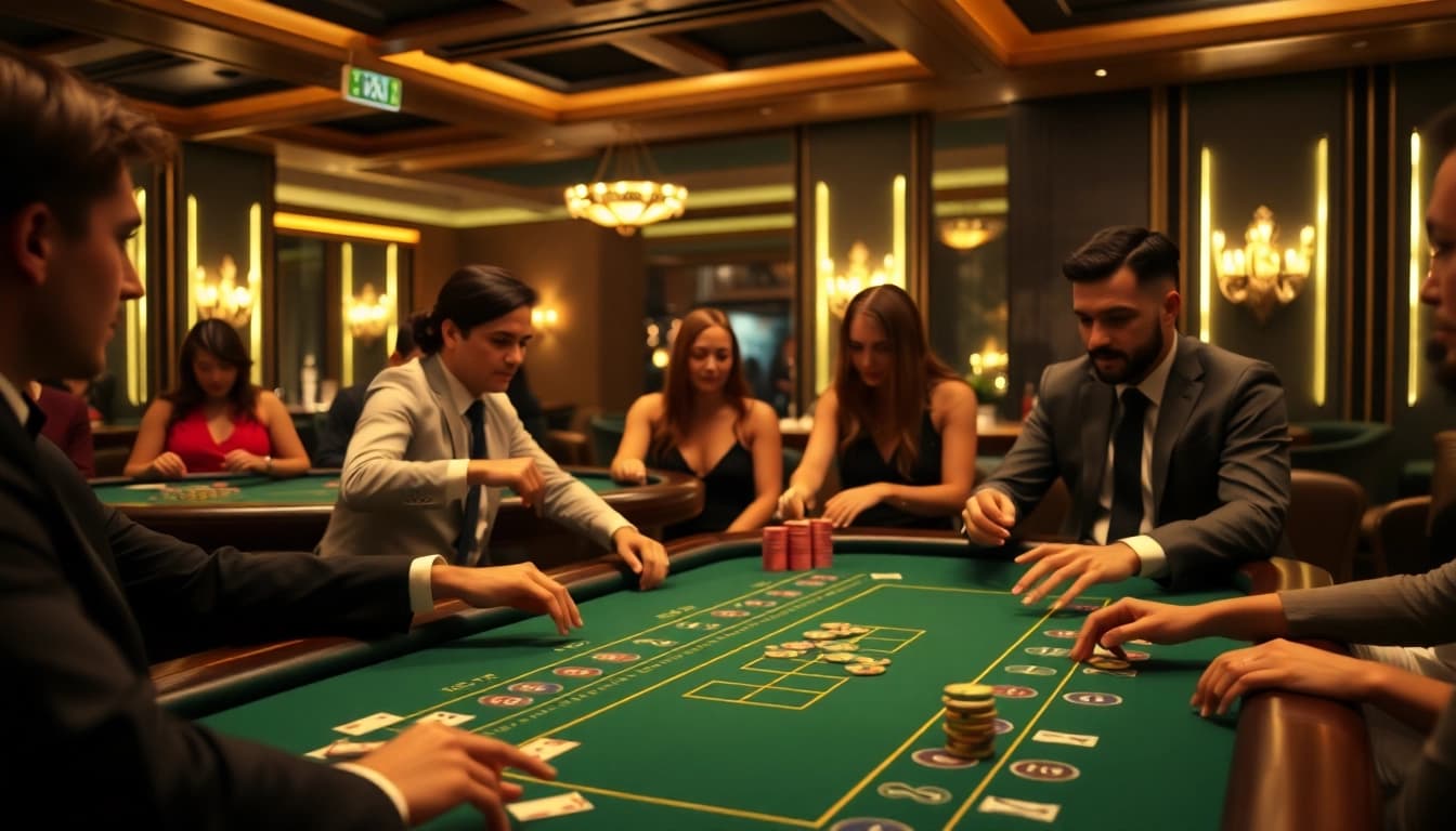 Spielen Sie casinos online deutschland mit lebhaften Farben, Chips und Karten in einem modernen Casino-Ambiente.