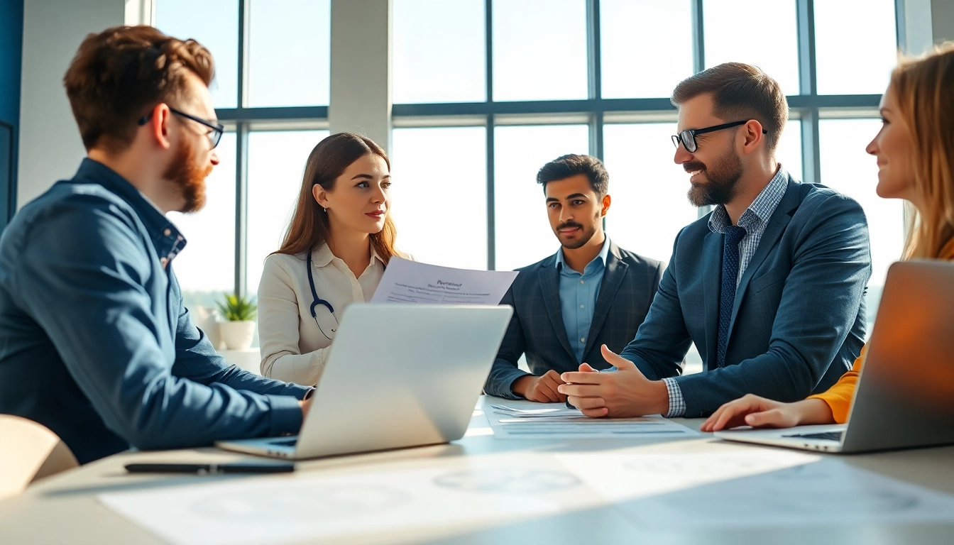 Headhunter Ingenieure präsentieren talentierte Ingenieure in einer modernen Büroumgebung.