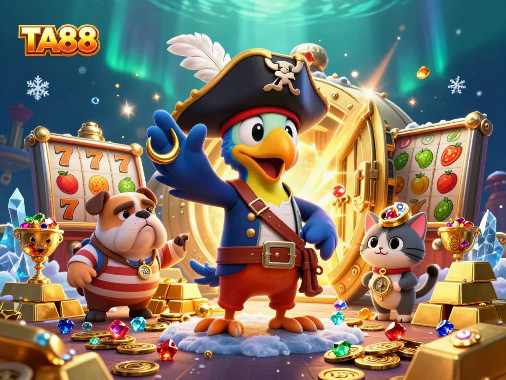 Engage with TA88's vibrant casino world featuring dynamic characters and exciting slot game elements.