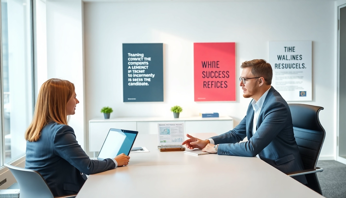 Headhunter IT conducts an interview in a modern office, focusing on candidate selection.
