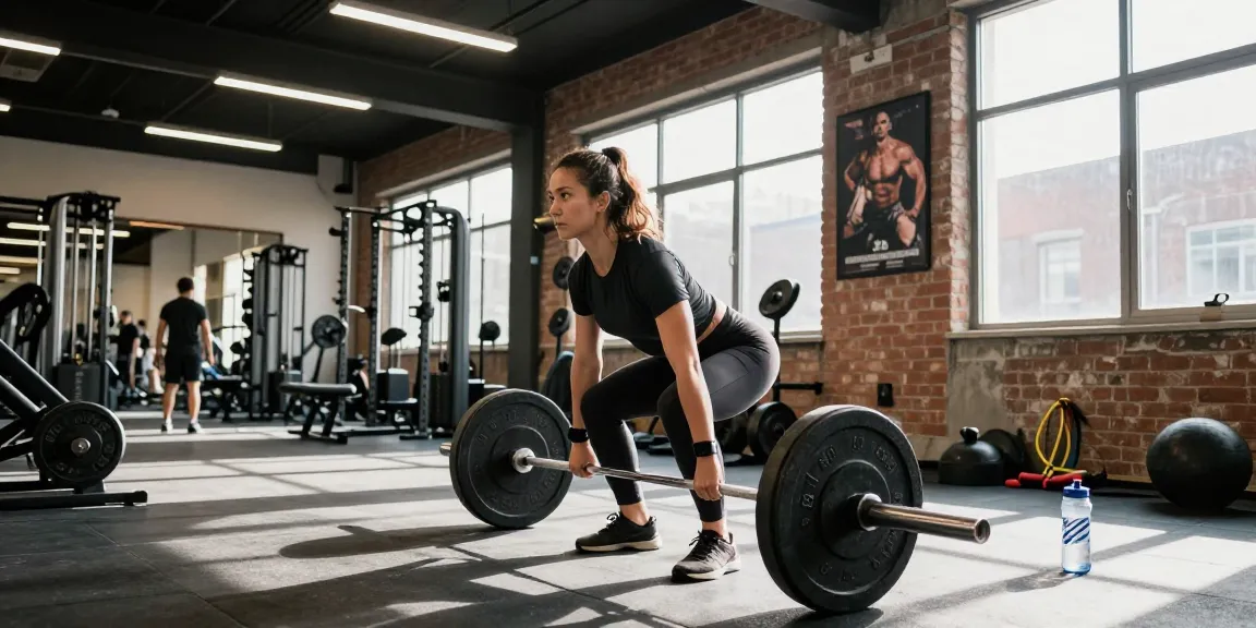 Dynamic fitness scene featuring an athlete lifting weights in a modern Anabolika Shop gym, illustrating strength and determination.