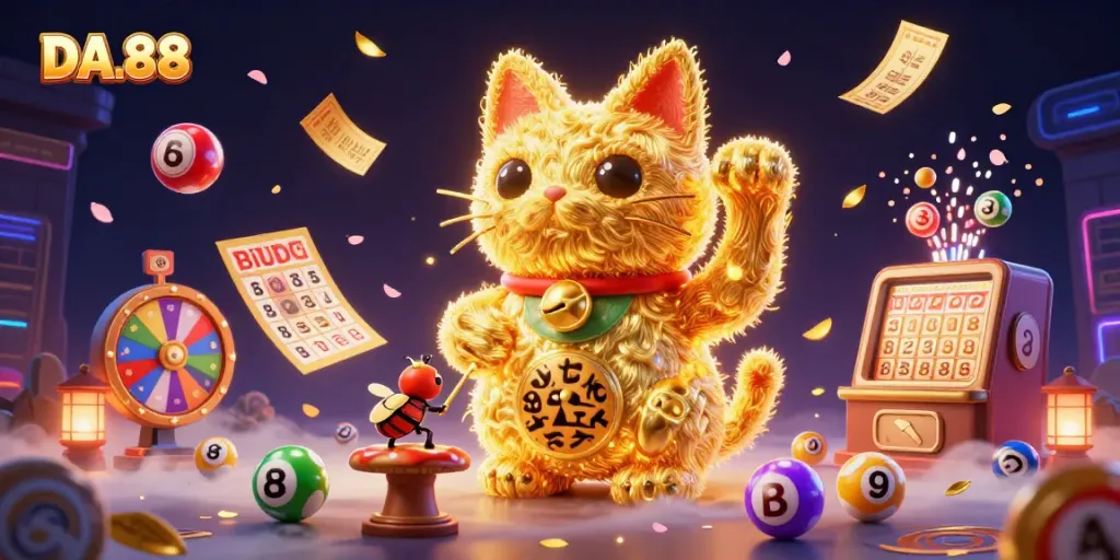 Experience the thrill of DA.88 with vibrant casino symbols and colorful game elements.