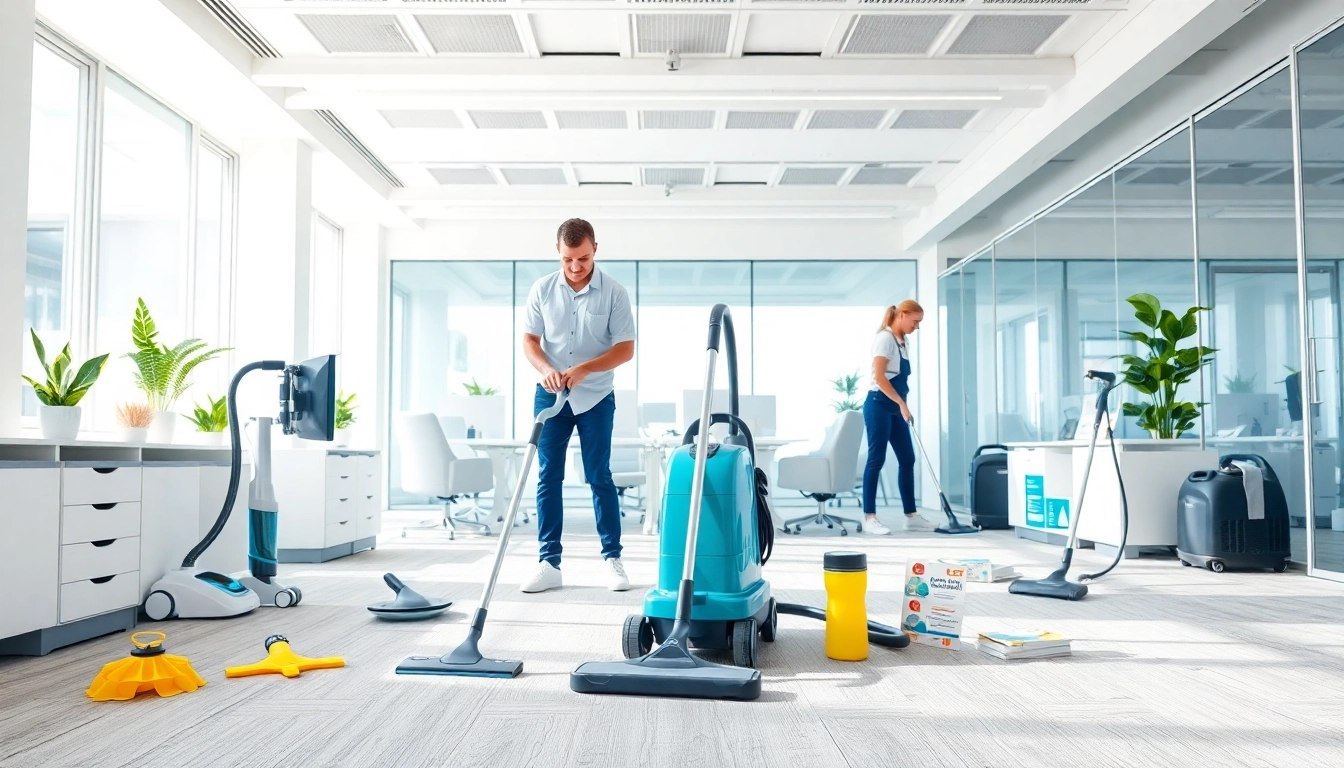 Gebäudereinigung Ulm im modernen Büro durch ein professionelles Reinigungsteam.