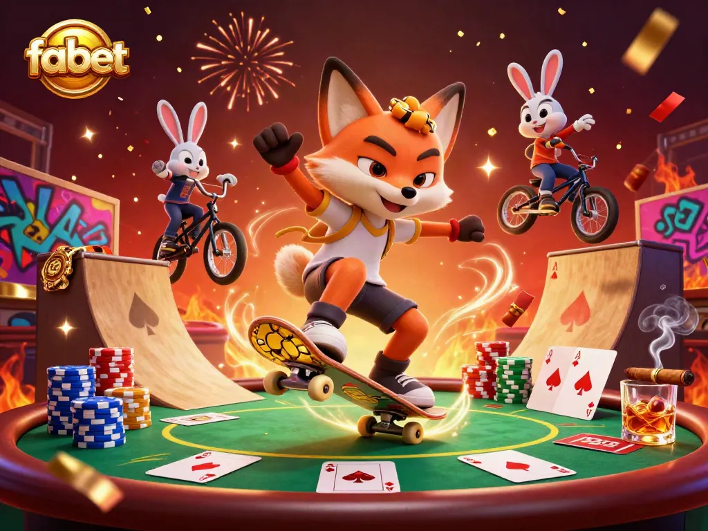 Experience exciting poker action at fabet with vibrant characters and immersive casino elements.