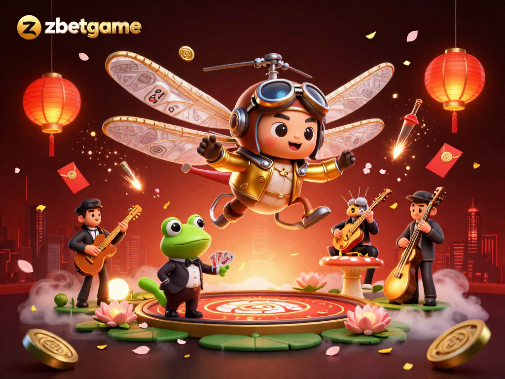 Experience excitement at zbetgame with a vibrant gambling scene featuring lively characters and rich casino elements.