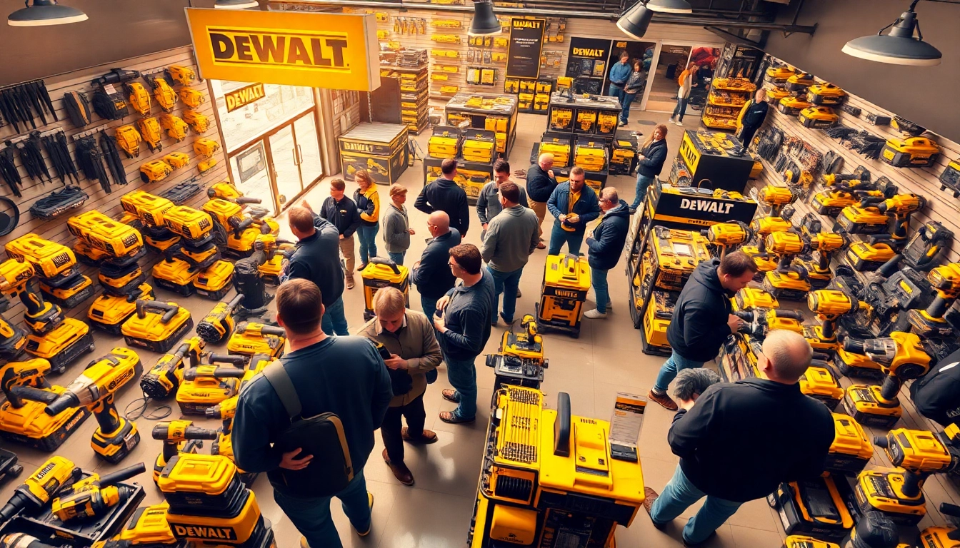 Entdecken Sie die besten DeWalt Angebote in einem lebhaften Hardware-Geschäft.