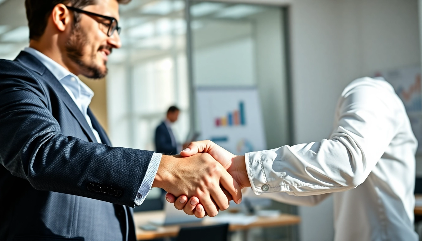 Headhunter Ingenieure shaking hands in a professional environment, showcasing collaboration.