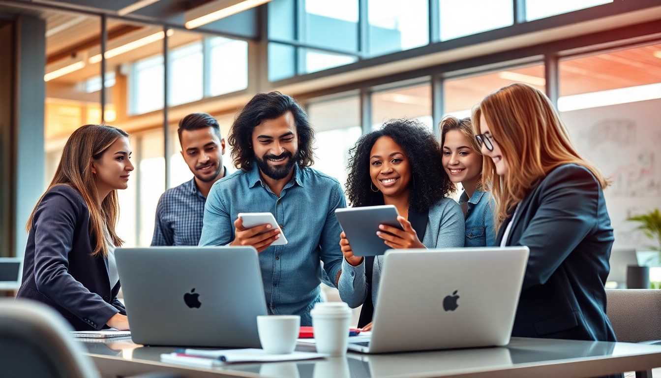 Headhunter IT in a vibrant office meeting with diverse tech professionals.