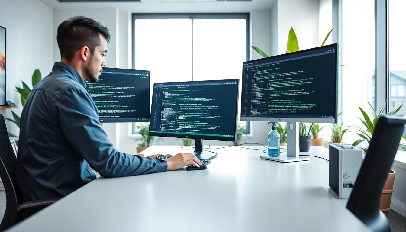Optimizing Shopware API Integration through coding practices and tech expertise in a modern office.