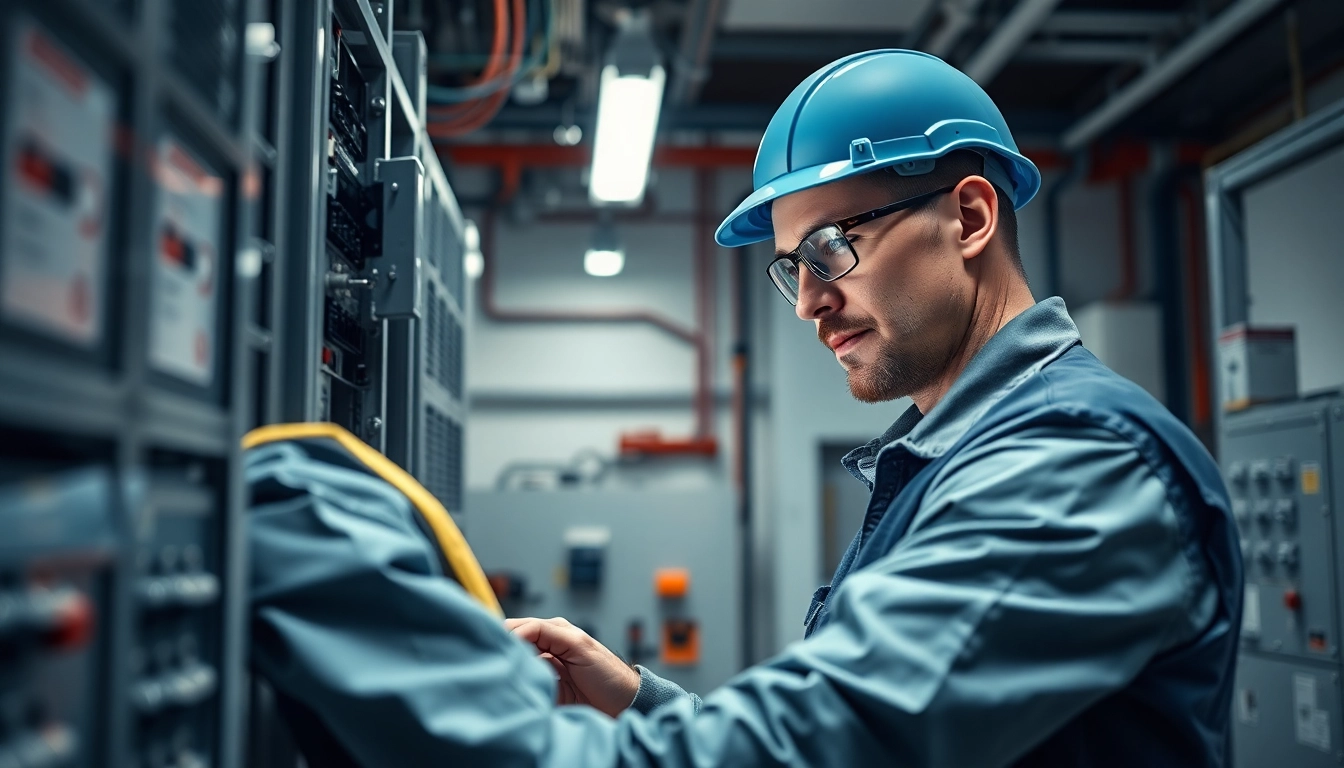Technician conducting a DGUV V3 Prüfung on electrical devices in a safety-compliant workshop environment.