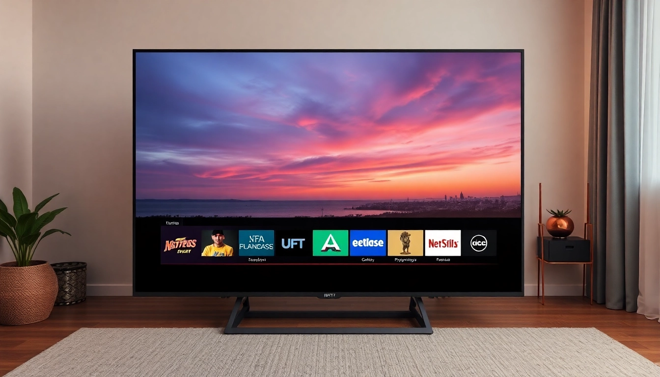 Schau dir die beeindruckenden Funktionen von iptv-smarters-player.net in einem modernen Wohnzimmer an und genieße entspanntes Streaming.