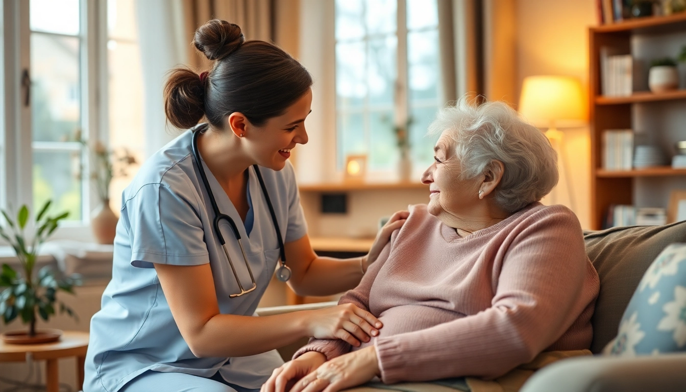 Engaged in professional pflegeberatung köln, a nurse provides vital support to an elderly individual in their home.