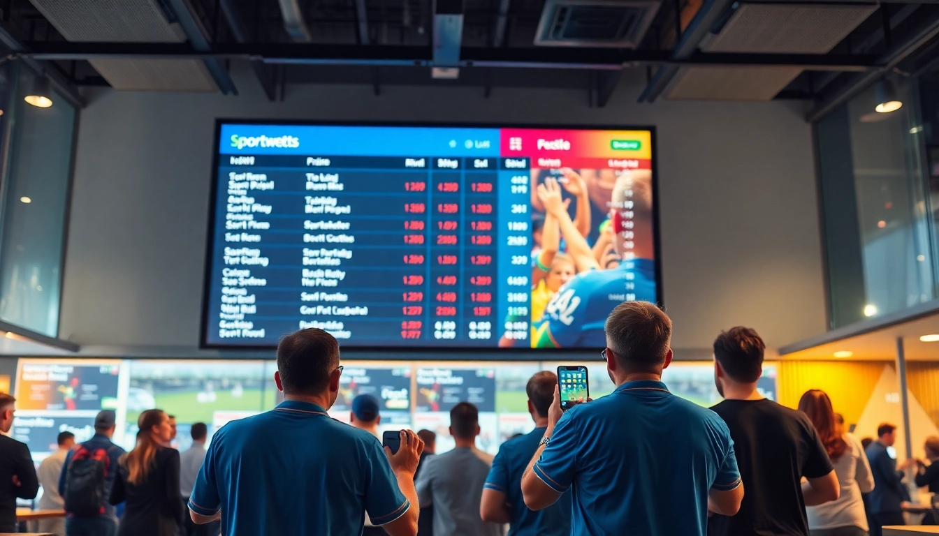 Entdecken Sie dynamische sportwetten ohne lizenz in einem lebhaften Wettbüro, wo Enthusiasten auf ihre Quoten schauen.