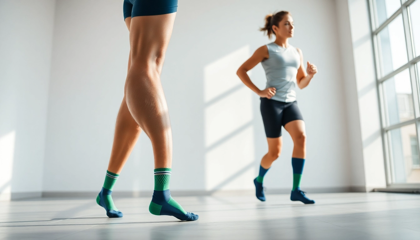 Sportliches Modell zeigt die innovativen neuro socks in action, ideal für mehr Komfort und Beweglichkeit.