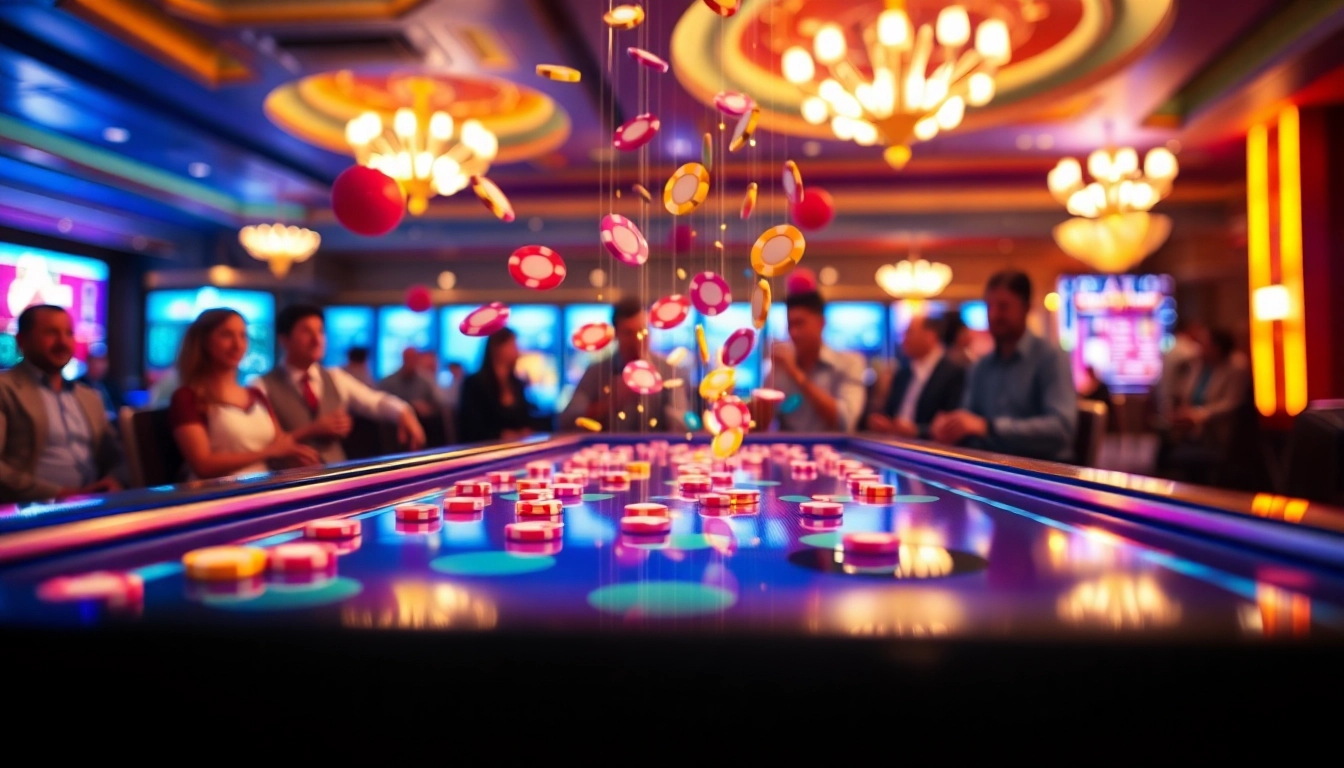 Erlebe das fesselnde Plinko-Spiel mit bunten Chips, die eine aufregende Reise durch eine glitzernde Plinko-Tafel machen.