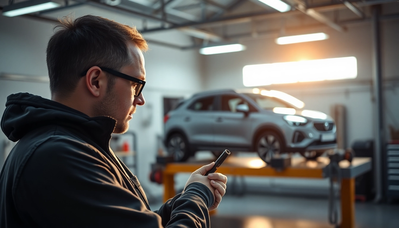 Smart Repair München Termin: Techniker bei der professionellen Auto-Reparatur in einer modernen Werkstatt.
