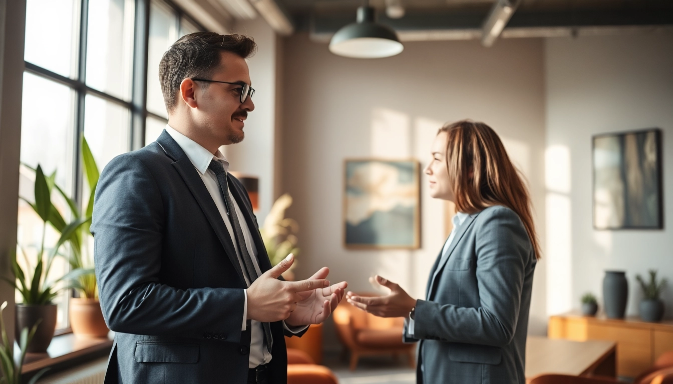 Professioneller Headhunter Erfurt diskutiert Karrieremöglichkeiten mit Kandidaten in modernem Büro.