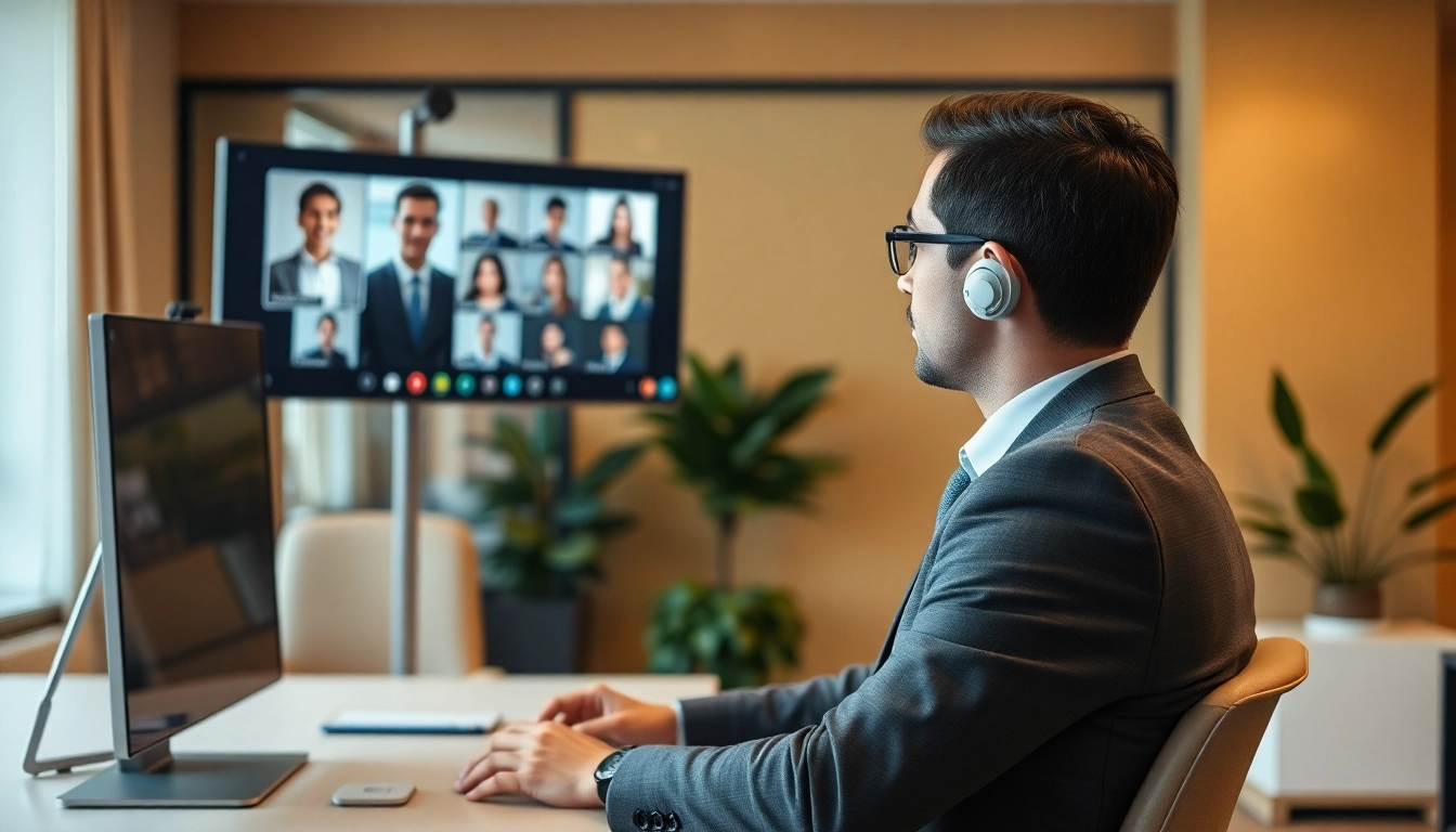 Headhunter Essen conducting a video interview in an office.