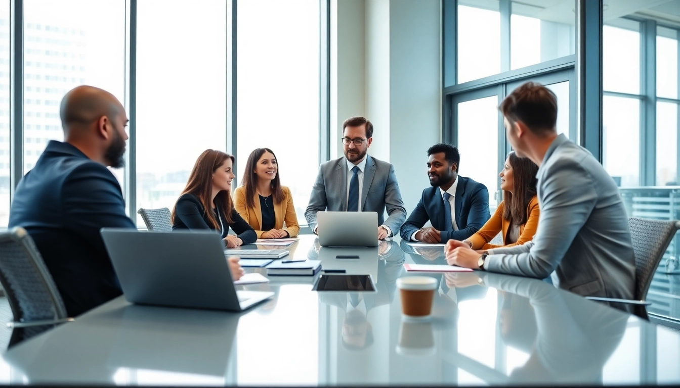 Headhunter Sales consultation in a modern office with diverse candidates showcasing professionalism and confidence.