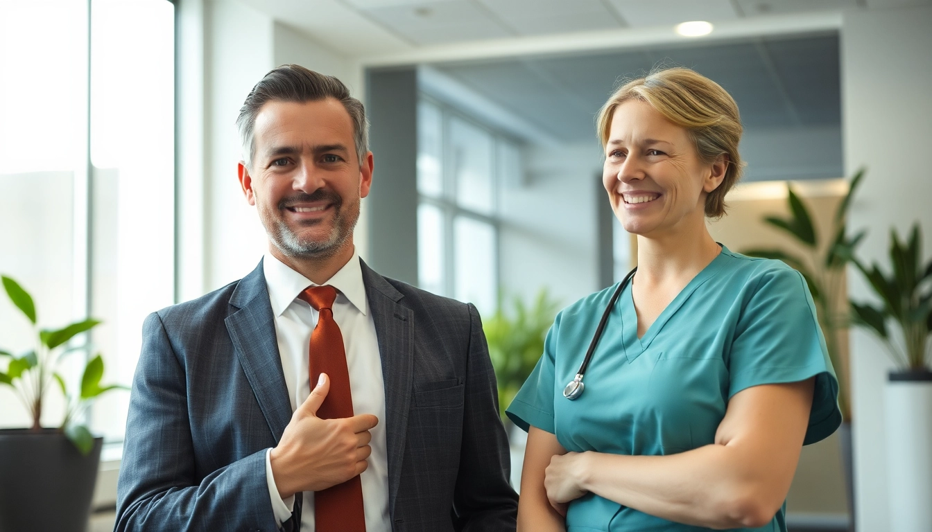 Professioneller Headhunter berät Pflegekräfte über Karrierechancen.