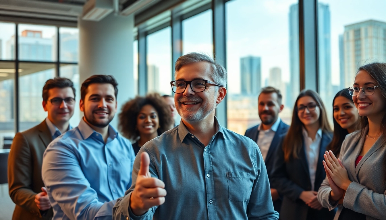 Headhunter IT engaging with a diverse group of IT specialists in a modern office.
