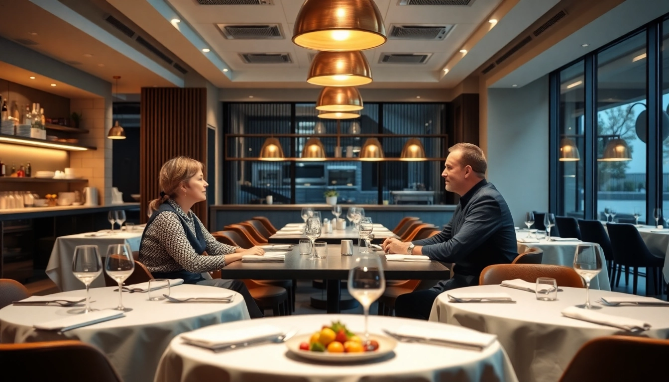 Professioneller Headhunter Gastronomie führt Vorstellungsgespräch mit talentiertem Koch in elegantem Restaurant.