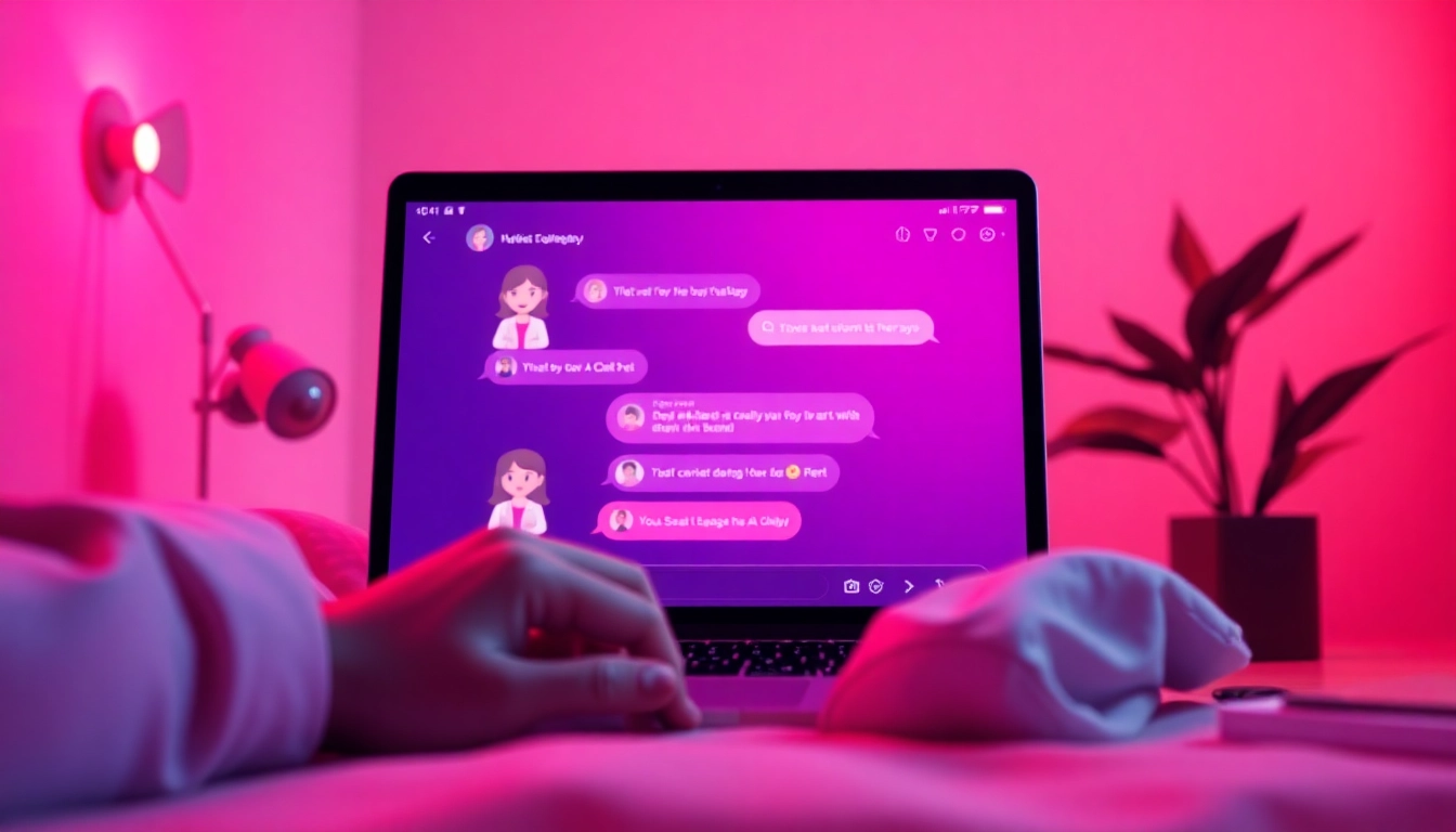 Engaging AI chat porn scene with inviting colors and modern digital elements.